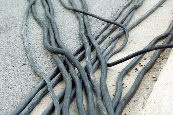 Service cables on concrete