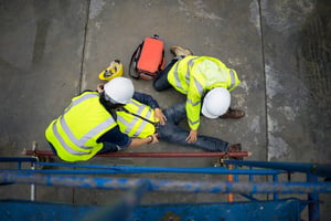 team member fallen from scaffolding