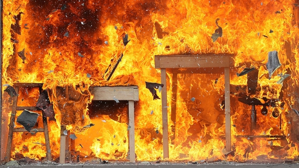 Fire burning desks - fire prevention program