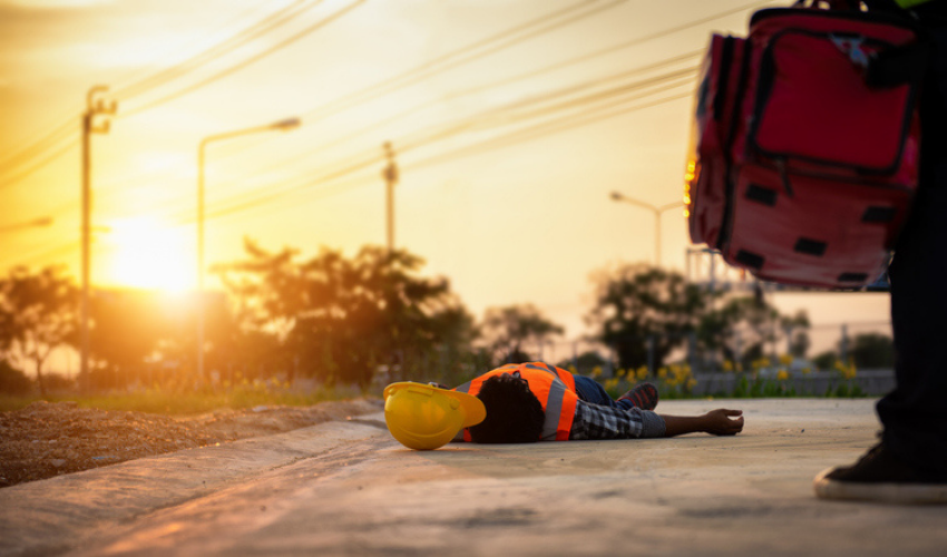Worker collapsed in the heat - heat safety Worker collapsed in the heat - heat safety
